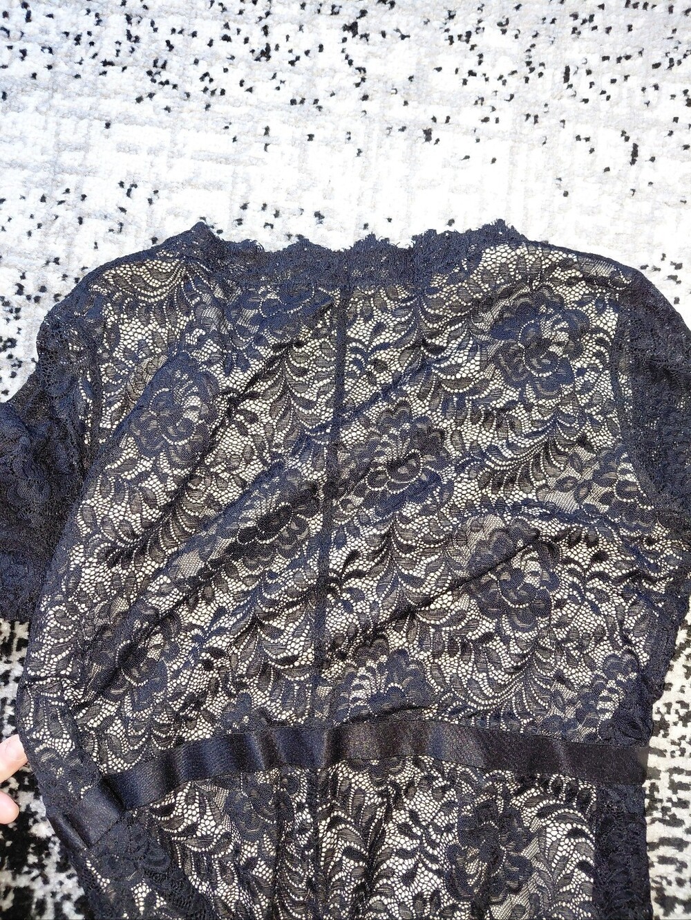 Miusol Black Lace Maxi Gown 2XL Formal Evening Dress Nude Lining Scalloped - Picture 16 of 16